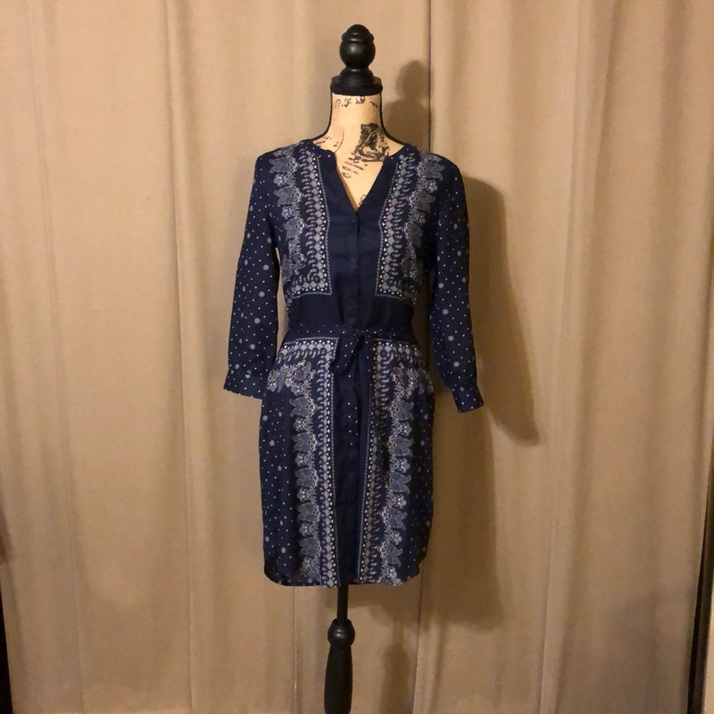 Navy bandanna print dress